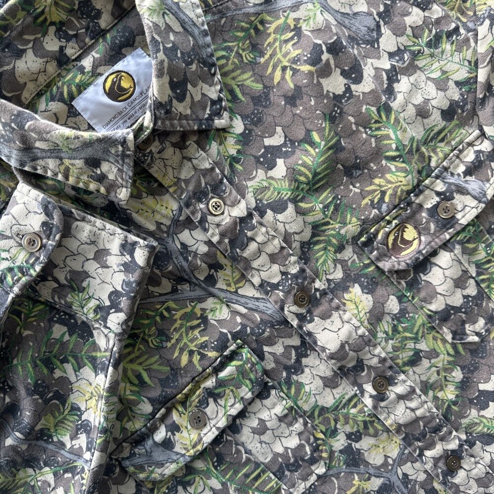 Diamondback Camouflage Shirt Men’s L Large Epaulettes Outdoors Hunting Snake